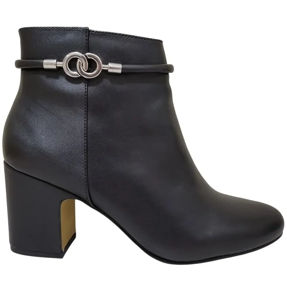 Bella Vita Women Diaz Block Heel Ankle Booties Size US 5.5M Black Leather
